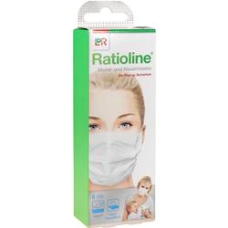 Verpackung mit Mund- und Nasenmasken, grün-weißes Design.
