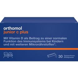 Eine Packung "Orthomol junior c plus" Nahrungsergänzung für Kinder.